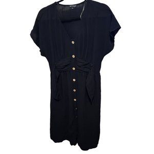 AS U WISH Women Black Large Dress Rayon Blend Fit Flare Button Maxi